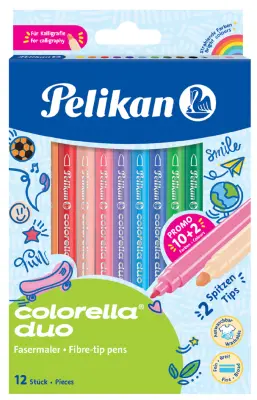Pelikan fiber pen colorella duo, kartonska škatla 12