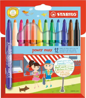 STABILO pisalo z vlakneno konico power max, okroglo, kartonska škatla 12