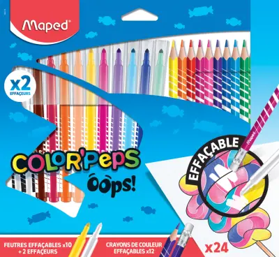 Maped Erasable vlaknasta pisala in barvni svinčniki COLOR, PEPS OOPS