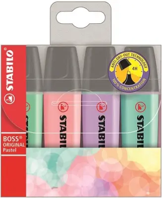 STABILO osvetljevalec BOSS ORIGINAL Pastel, PET etui za 4 št