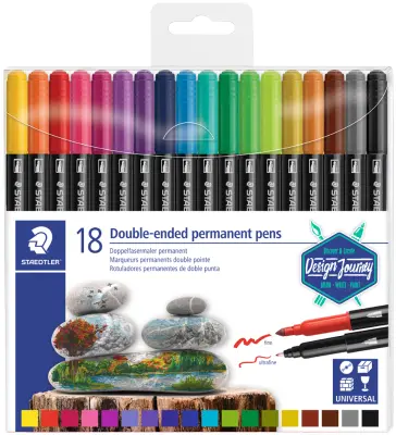 STAEDTLER permanentna peresnica z dvojnimi vlakni, etui 18