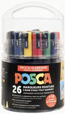 Pigmentni markerji POSCA, paket XL Classique, set 26 kos, sort