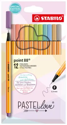 STABILO Fineliner point 88 Pastellove, kartonska škatla 12