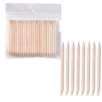 Rosfix Set Lesenih Palčk za Manikuro in Pedikuro – 100 Kos, 9,6 cm, Dvostranski, Stožec in Špatuľa