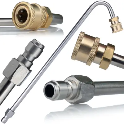 Rosfix Lanca za Visokotlačni Čistilnik U-Oblika – 1/4'''', 35 cm, 250 bar, Bayonet, 60°C | Medeninasta Šoba 040