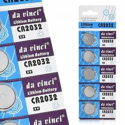 Rosfix Set Litijeva Baterija CR2032 – 3V, Ø20 mm x 3,2 mm, Dolga Življenjska Doba | 5 Kos v Blistru