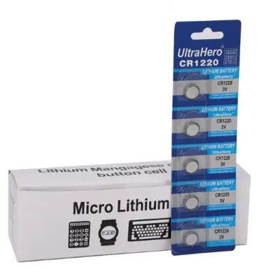 Rosfix Litijeva Baterija CR1220 – 3V, Alkalna Tehnologija, Ø12 mm x 2 mm | Set 5 Kosov, Okolju Prijazna