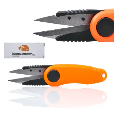 Rosfix Večnamenske Škarje za Ribiško Vrvico – Zložljive, Nerjaveče, 75×25 mm, Oranžno/Modre