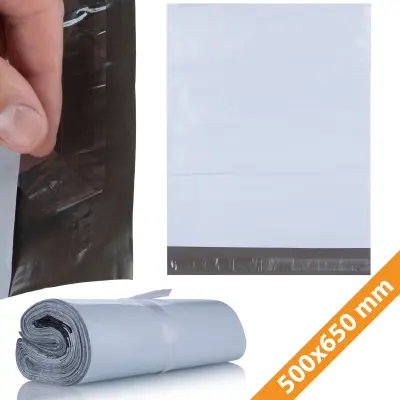 Rosfix Folijske Vrečke 500 x 650 mm – Bela Barva, 100 Kos | LDPE, 50 µm, Samolepilni Trak, Vodoodporne