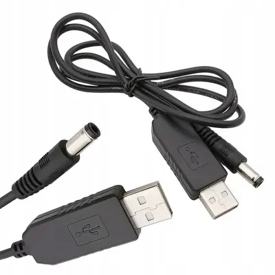 Rosfix USB Pretvornik DC 5,5x2,1 mm – 5V na 9V Step Up Kabel | 1 m, 0,8–1A, Za Usmerjevalnike in Arduino