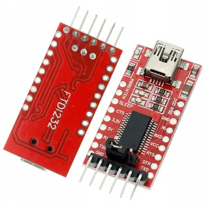 Rosfix FT232RL FTDI Modul USB-UART Pretvornik – MiniUSB, TTL, 3,3V/5V, LED, 36×17,5 mm | RS232 Podpora