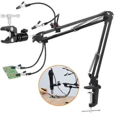 Rosfix Set Tretja Roka z 4 Krokodilčki – Prilagodljiva Namizna Pritrditev | Za Precizno Spajkanje in Servis