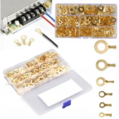 Rosfix Set Obročastih Konektorjev M3–M10 – 450 Kos, Medeninasti, Visoka Prev. | V Prozorni Škatli