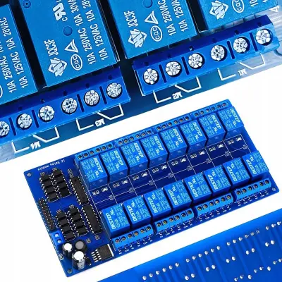 Rosfix 16-Kanalni Relejni Modul – 24V, SPDT, Optična Izolacija, 10A, 220×57×19 mm | Za Arduino
