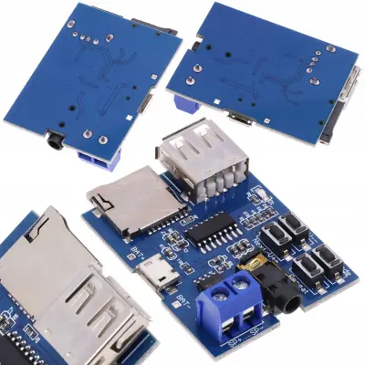 Rosfix Modul Predvajalnika MP3 USB Micro SD – Mono Ojačevalnik 2W, 5V/3,7V, 45,9×35,4 mm | Jack, 32GB