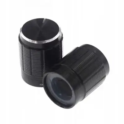 Rosfix Gumb za Potenciometer 15 mm – Aluminij in ABS, Črn s Srebrnim Oznako | Ø 6 mm Os, Višina 17 mm