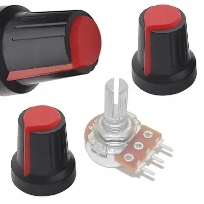 Rosfix 2x Gumb potenciometra, os 6mm Rdeča 15x17mm