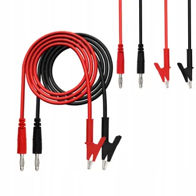 Rosfix Set Merilni Kabli – Krokodilčki, 100 cm, 15A, 1000V, PVC Izolacija, 2 Barvi | Za Multimeter
