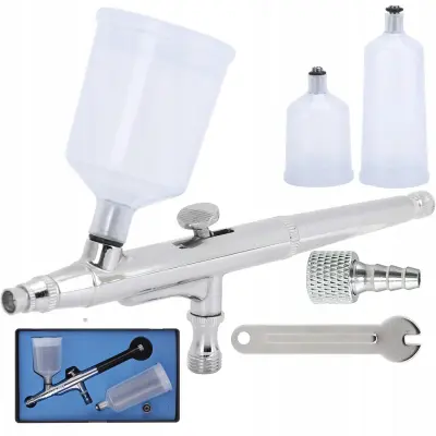 Rosfix Aerograf z Etuijem – Brizgalna Glava 0,5 mm, 2 Posodi, 1–3,5 Bar, 15–40 l/min | Za Precizno Barvanje