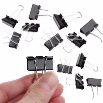 Rosfix Kovinske Sponke za Dokumente 32 mm – 12 Kosov, Črne, Galvanizirane | Močna Zaponka, Večkratna Uporaba