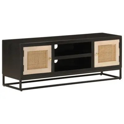 The Living Store TV omarica črna 110x30x40 cm trden mangov les in železo - TV Omarica