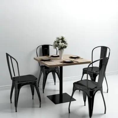 The Living Store Bistro miza iz mediapana in jekla 80x80x75 cm barva hrasta - Jedilna Miza