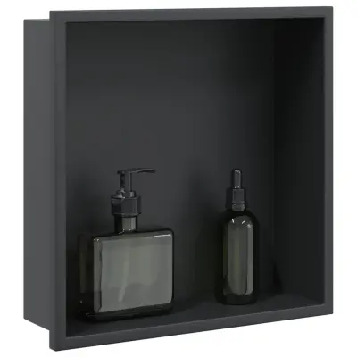 The Living Store Niša za tuš kabino mat črna 32x32x9 cm nerjaveče jeklo - Niša Za Tuš Kabino