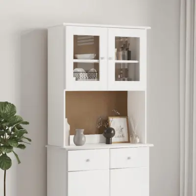 The Living Store Zgornji del komode ALTA bela 77x30x92 cm trdna borovina - Zgornji Del Komode