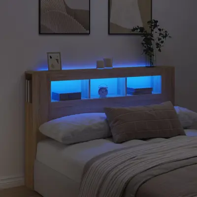 The Living Store LED posteljno vzglavje sonoma hrast 160x18,5x103,5 cm inž. les - LED Posteljno Vzglavje