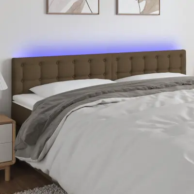 The Living Store LED posteljno vzglavje temno rjavo 160x5x78/88 cm blago - LED Vzglavje