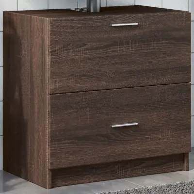 The Living Store Omarica za umivalnik rjavi hrast 59x37x59 cm inženirski les - Omarica Za Umivalnik
