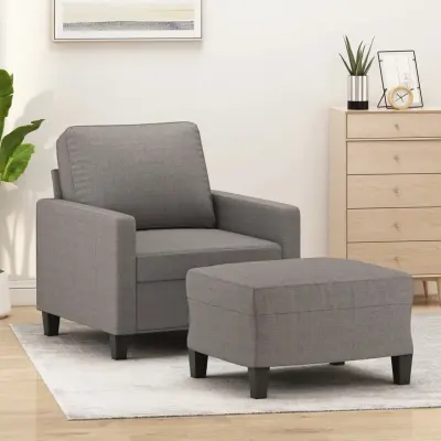 The Living Store Fotelj s stolčkom za noge taupe 60 cm blago - Kavč S Stolčkom Za Noge