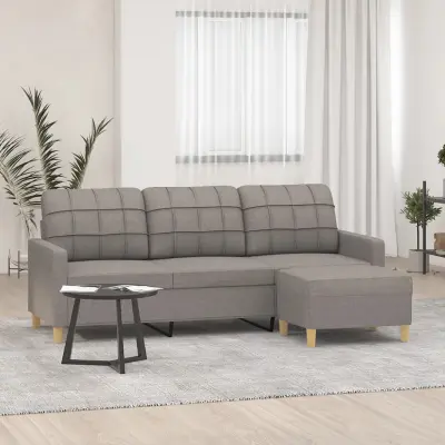 The Living Store Kavč trosed s stolčkom za noge taupe 180 cm blago - Trosed S Stolčkom Za Noge
