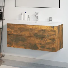The Living Store Omarica z vgradnim umivalnikom dimljen hrast inženirski les - Omarica Za Umivalnik Z Umivalnikom