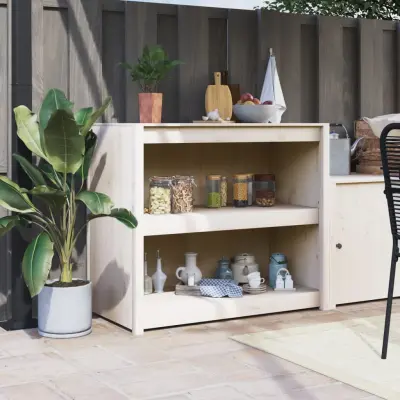 The Living Store Zunanja kuhinjska omarica bela 106x55x92 cm trdna borovina - Zunanja Kuhinjska Omarica