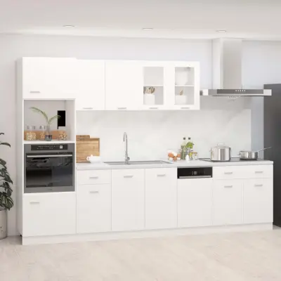 The Living Store Komplet kuhinjskih omaric 7-delni bel inženirski les - Komplet Kuhinjskih Omaric