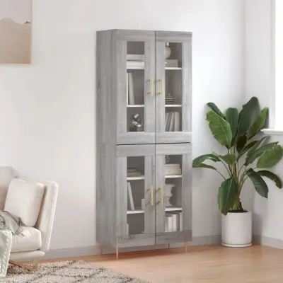 The Living Store Visoka komoda siva sonoma 69,5x34x180 cm inženirski les - Visoka Omara