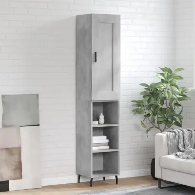 The Living Store Visoka omara betonsko siva 34,5x34x180 cm inženirski les - Visoka Omarica