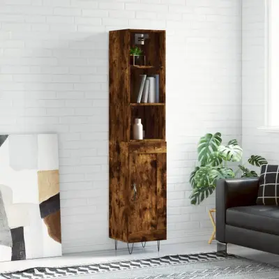 The Living Store Visoka omara dimljeni hrast 34,5x34x180 cm inženirski les - Visoka Omara