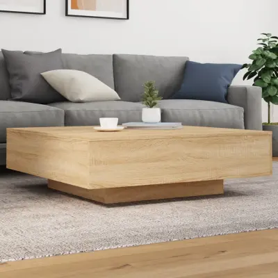 The Living Store Klubska mizica z LED lučmi sonoma hrast 100x100x31 cm - Klubska Mizica