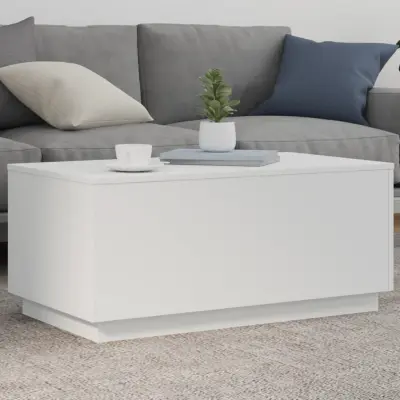 The Living Store Klubska mizica z LED lučkami bela 90x50x40 cm - Klubska Mizica