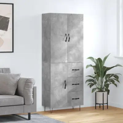 The Living Store Visoka komoda betonsko siva 69,5x34x180 cm inženirski les - Visoka Omara