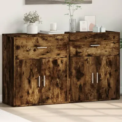 The Living Store Komoda 2 kosa dimljeni hrast 60x31x70 cm inženirski les - Komoda