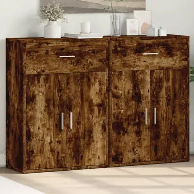 The Living Store Komoda 2 kosa dimljeni hrast 60x30x84 cm inženirski les - Komoda