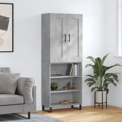 The Living Store Visoka komoda betonsko siva 69,5x34x180 cm inženirski les - Visoka Omarica