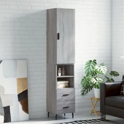 The Living Store Visoka omara siva sonoma 34,5x34x180 cm inženirski les - Visoka Omarica