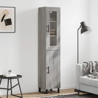 The Living Store Visoka omara siva sonoma 34,5x34x180 cm inženirski les - Visoka Omara