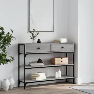 The Living Store Konzolna mizica siva sonoma 100x25x75 cm inženirski les - Konzolna Mizica