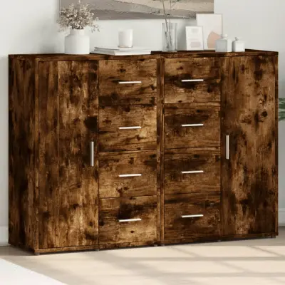 The Living Store Komoda 2 kosa dimljeni hrast 60x31x84 cm inženirski les - Komoda