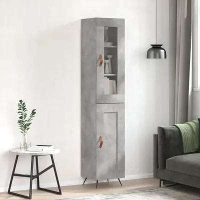 The Living Store Visoka omara betonsko siva 34,5x34x180 cm inženirski les - Visoka Omarica